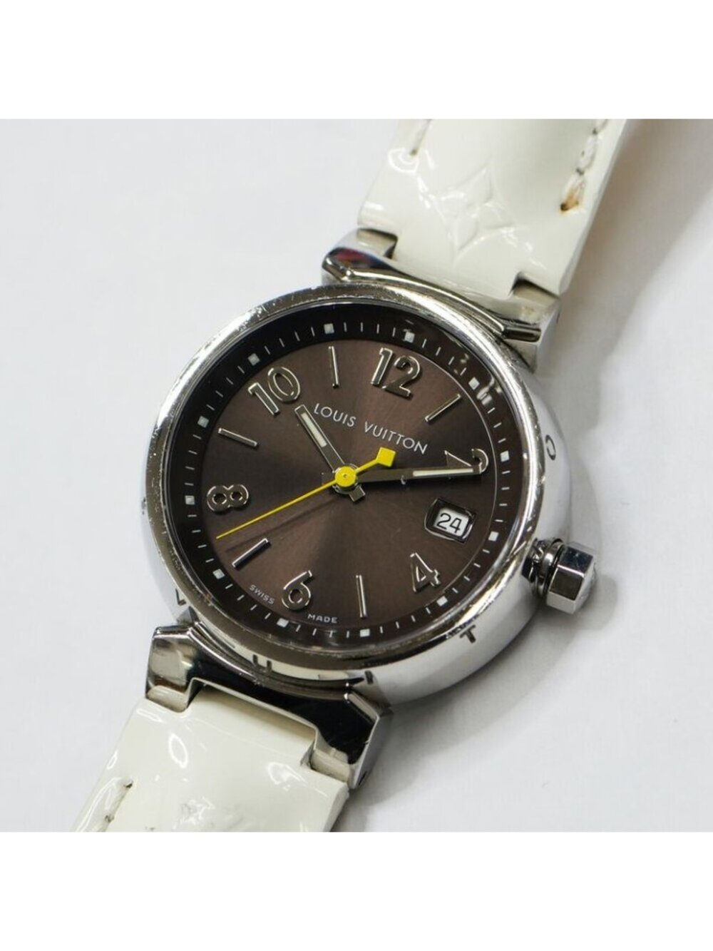 Louis Vuitton Tambour Date Brown Dial Stainless Steel Quartz Watch - Picture 10 of 10